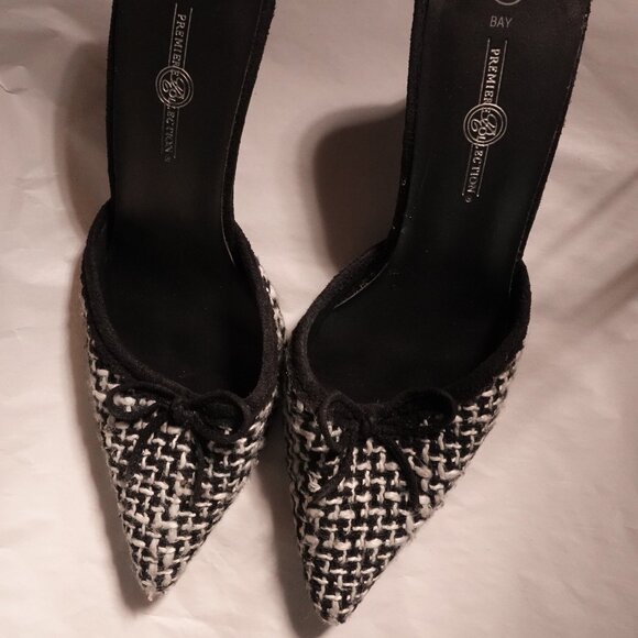 Vintage Premier Collection Houndstooth Heeled Mules, Size 6.5, Made in Paris - Picture 5 of 12